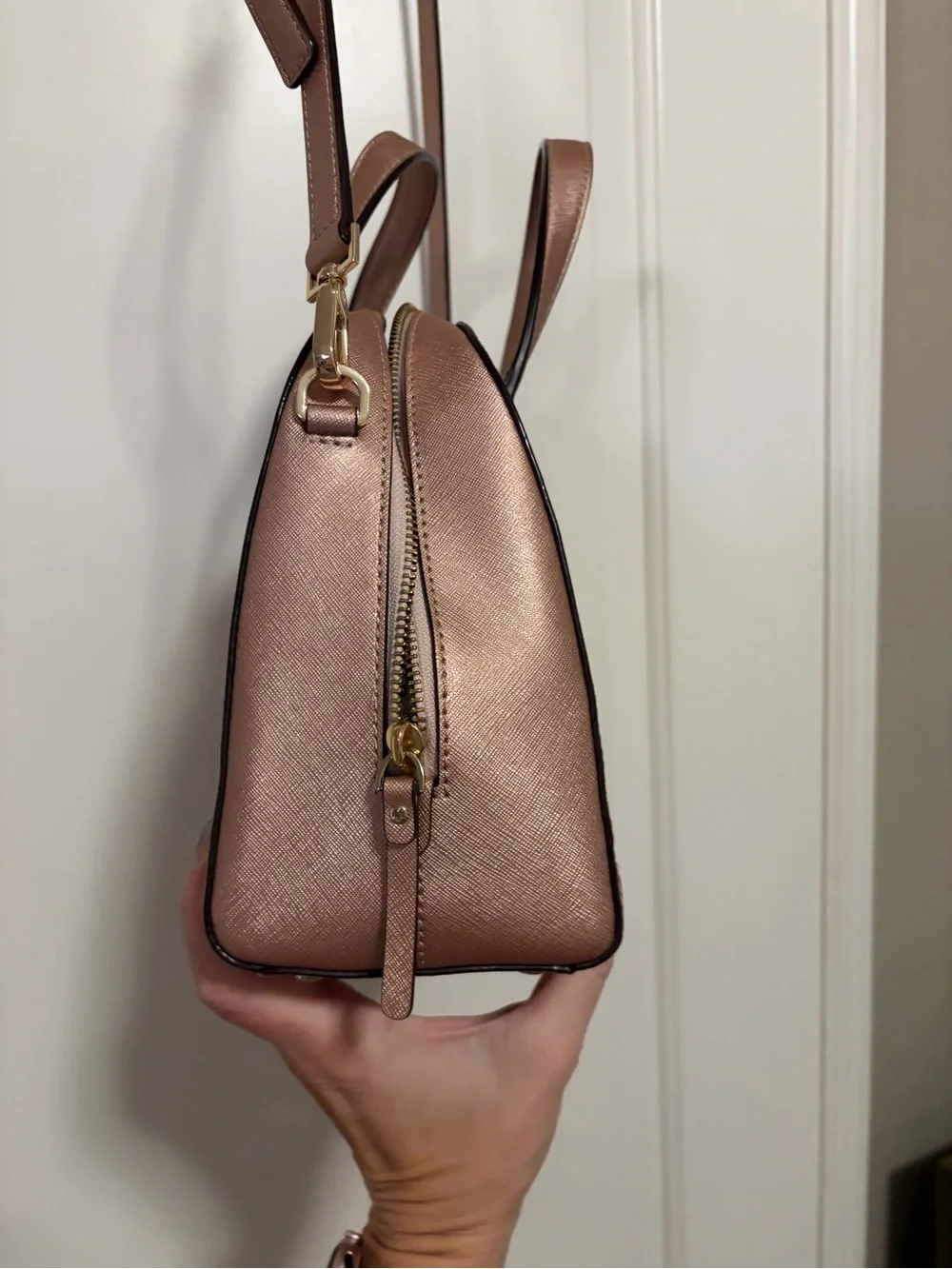 kate spade NY Small Felix Newberry Lane Metallic Rose Gold Crossbody Satchel